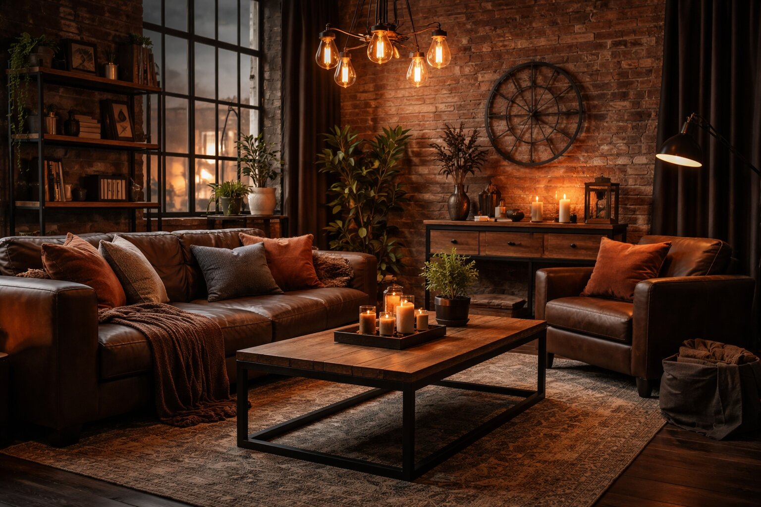 woonkamer industrieel warm