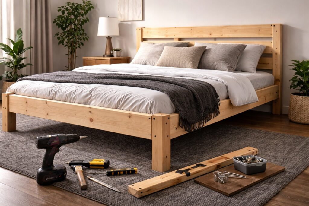 Zelf een diy bedframe maken dat rust, karakter en stevigheid uitstraalt